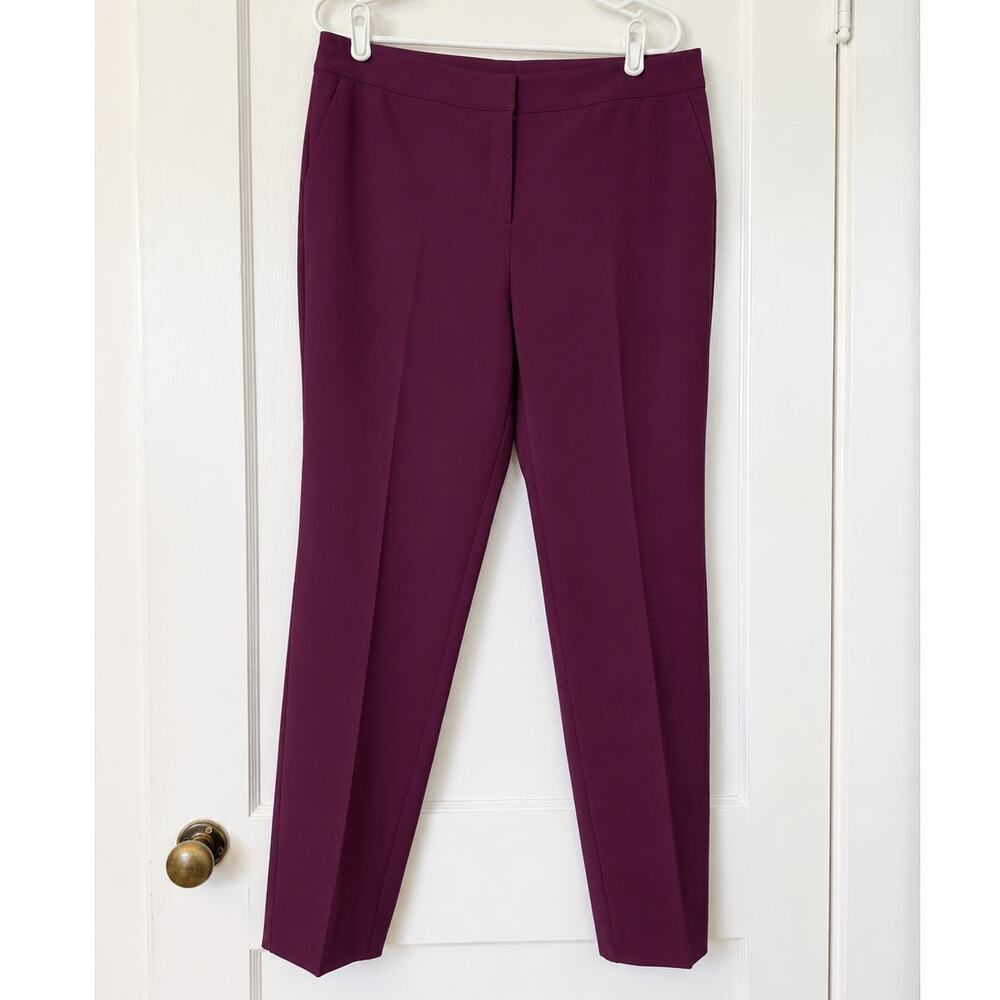 St. John Women’s Size 12 Burgundy Magenta Tailored Dress Pants Trousers Hemmed